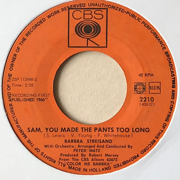 Barbra Streisand : The Minute Waltz (7",45 RPM)