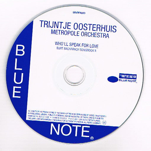 Trijntje Oosterhuis, Metropole Orchestra : Who'll Speak For Love (Burt Bacharach Songbook II) (Album,Stereo)