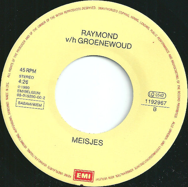 Raymond Van Het Groenewoud : Liefde Voor Muziek / Meisjes (7",45 RPM,Single)