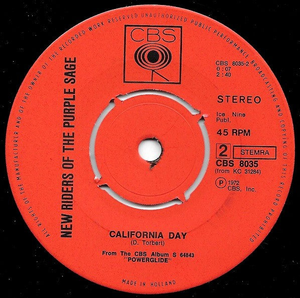 New Riders Of The Purple Sage : I Don't Need No Doctor (7",45 RPM,Single,Stereo)