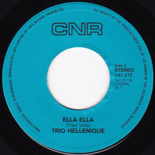 Trio Hellenique : Zorba's Dance (7",45 RPM,Single,Stereo)