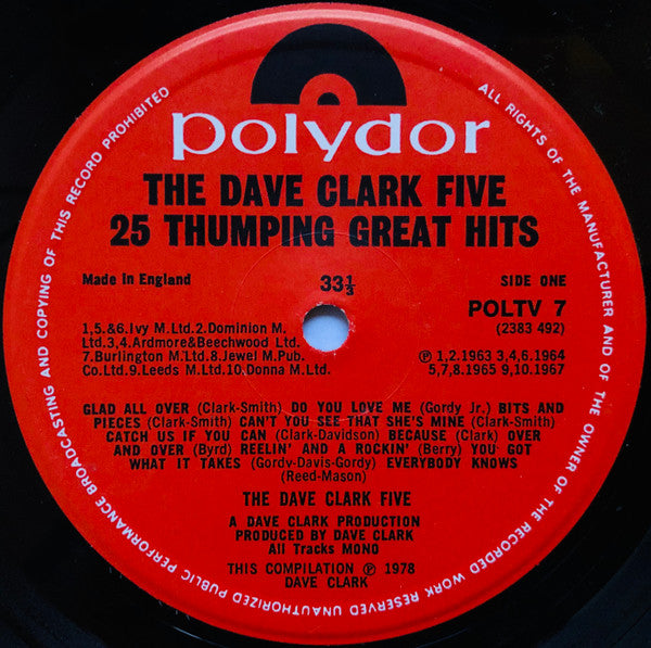 Dave Clark Five, The : 25 Thumping Great Hits (LP,Compilation,Stereo,Mono)