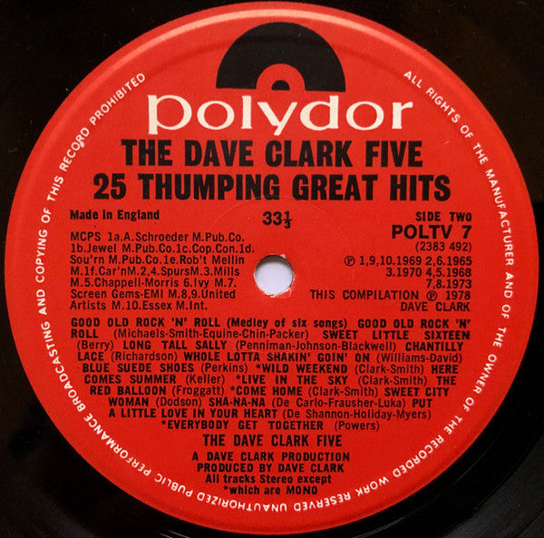 Dave Clark Five, The : 25 Thumping Great Hits (LP,Compilation,Stereo,Mono)