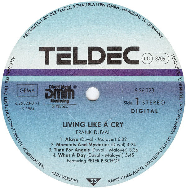 Frank Duval : Living Like A Cry (LP,Album,Reissue)