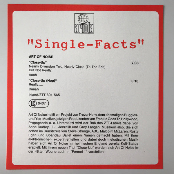 Art Of Noise, The : Close-Up / Close-Up (Hop) (12",45 RPM,Maxi-Single)
