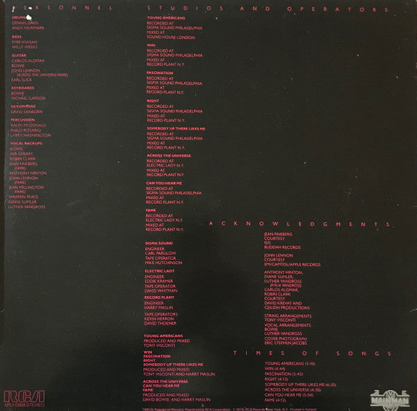 David Bowie : Young Americans (LP,Album)