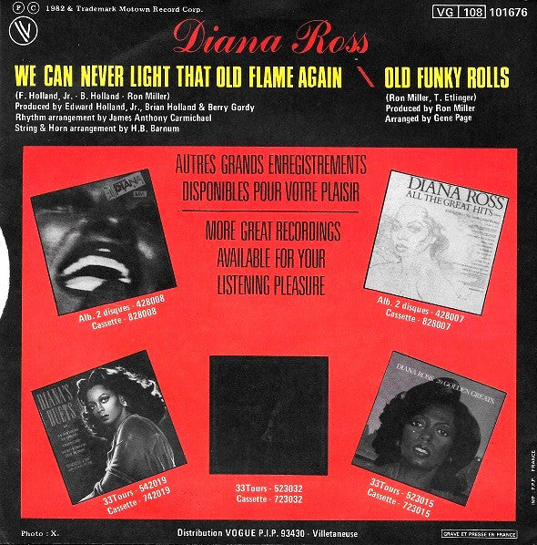 Diana Ross : We Can Never Light That Old Flame Again (7", Single)
