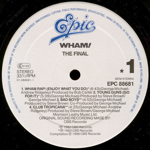 Wham! : The Final (LP,Compilation,Stereo)