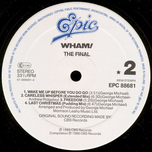 Wham! : The Final (LP,Compilation,Stereo)