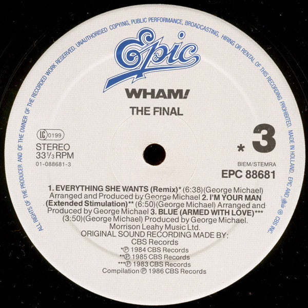 Wham! : The Final (LP,Compilation,Stereo)
