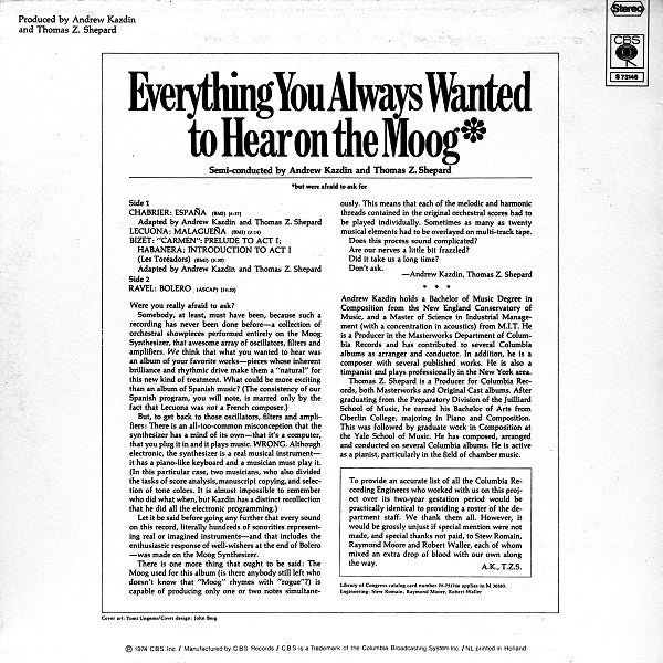 Andrew Kazdin And Thomas Z. Shepard : Everything You Always Wanted To Hear On The Moog (But Were Afraid To Ask For) (LP,Album)