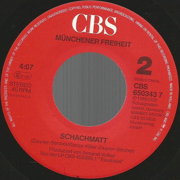 Münchener Freiheit : Herz Aus Glas (7",45 RPM,Single,Stereo)