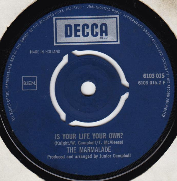 Marmalade, The : My Little One / Is Your Life Your Own? (7",45 RPM,Single)