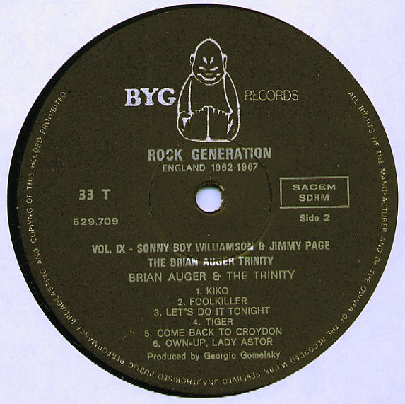 Sonny Boy Williamson (2) + Jimmy Page / Brian Auger & The Trinity : Rock Generation Volume 9 - Sonny Boy Williamson + Jimmy Page / The Brian Auger Trinity (LP,Compilation)