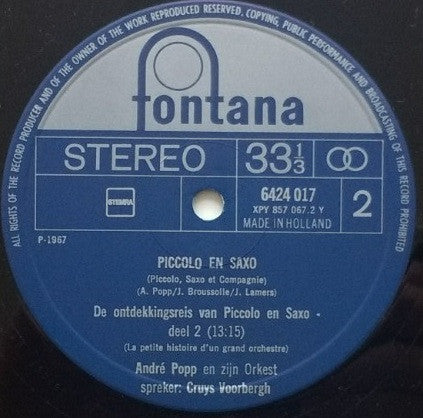 André Popp Et Son Orchestre : De Ontdekkingsreis Van Piccolo En Saxo (LP,Stereo,Reissue)