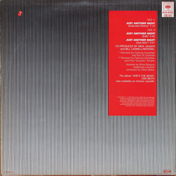 Mick Jagger : Just Another Night (12",45 RPM,Maxi-Single)