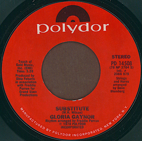 Gloria Gaynor : Substitute / I Will Survive (7",45 RPM,Single,Styrene)