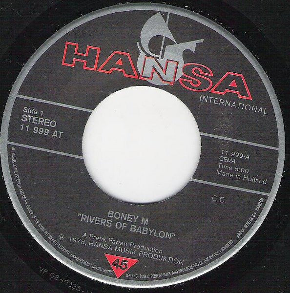 Boney M. : Rivers Of Babylon (7")