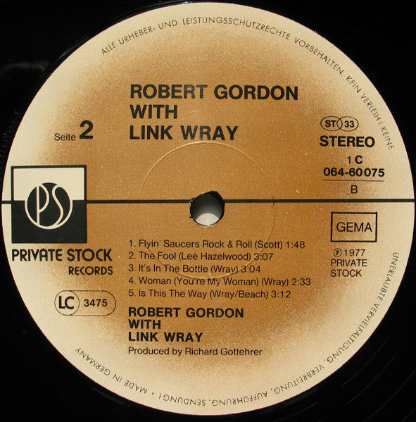 Robert Gordon (2) With Link Wray : Robert Gordon With Link Wray (LP,Album,Stereo)