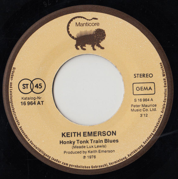 Keith Emerson : Honky Tonk Train Blues (7",45 RPM,Single)