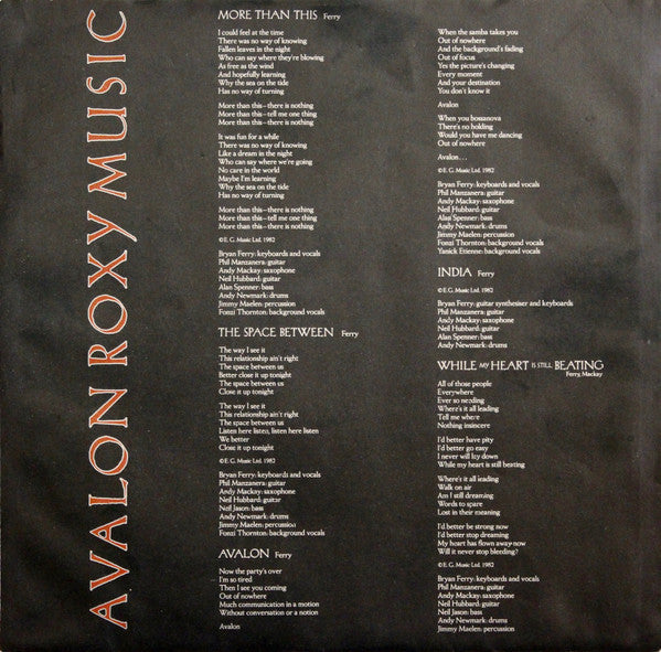 Roxy Music : Avalon (LP,Album,Stereo)