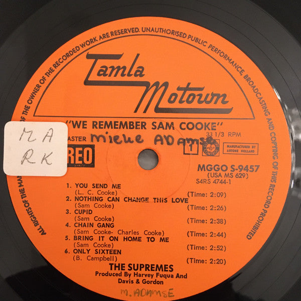 Supremes, The : We Remember Sam Cooke (LP,Album,Stereo)