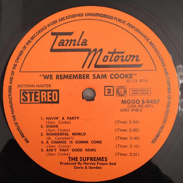 Supremes, The : We Remember Sam Cooke (LP,Album,Stereo)