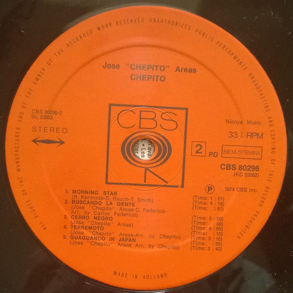 Jose "Chepito" Areas* : Jose "Chepito" Areas (LP, Album)