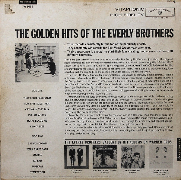 Everly Brothers : The Golden Hits Of The Everly Brothers (LP,Compilation,Mono)