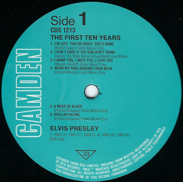 Elvis Presley : The First Ten Years (LP, Comp)