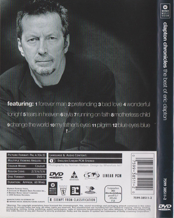 Eric Clapton : Clapton Chronicles (The Best Of Eric Clapton) (DVD-Video,PAL,Compilation,Copy Protected)