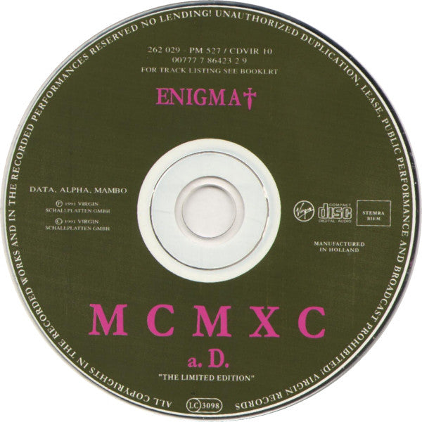 Enigma : MCMXC a.D. "The Limited Edition" (Album,Limited Edition,Reissue)
