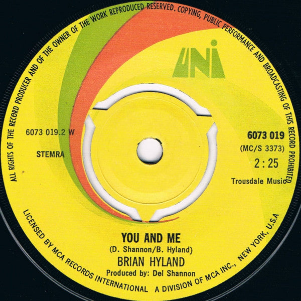 Brian Hyland : Gypsy Woman / You And Me (7",Single,45 RPM,Reissue)