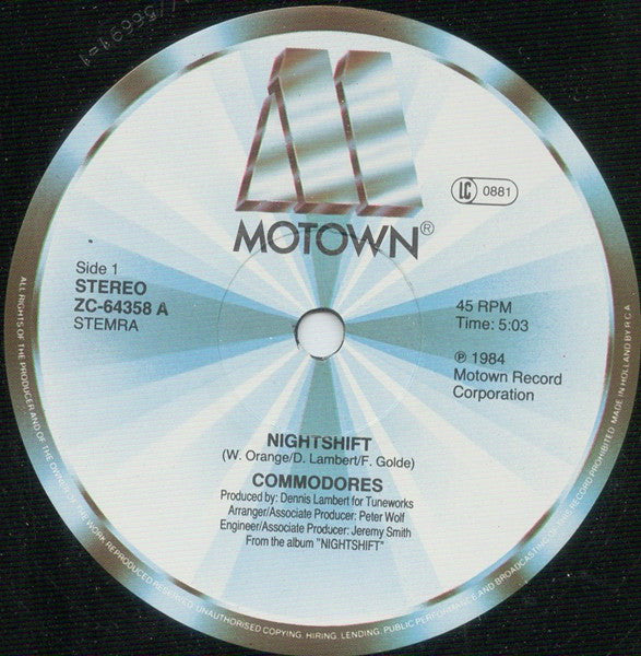 Commodores : Nightshift (12",45 RPM)