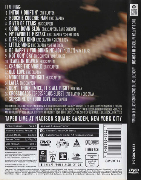 Eric Clapton & Friends : In Concert (A Benefit For The Crossroads Centre At Antigua) (DVD-Video,Multichannel,PAL,Copy Protected)