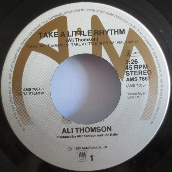 Ali Thomson : Take A Little Rhythm (7", Single)