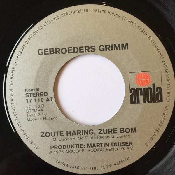 Gebroeders Grimm : 't Was Me Je Daggie Wel (7",45 RPM,Single,Stereo)