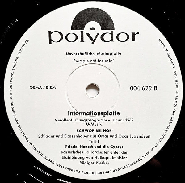 Various : Informationsplatte Veröffentlichungsprogramm - 26. Januar 1965 U-Musik/ Veröffentlichungsprogramm - Januar 1965 U-Musik (LP,Compilation,Promo)