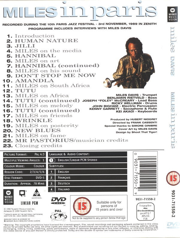 Miles Davis : Miles In Paris (PAL)