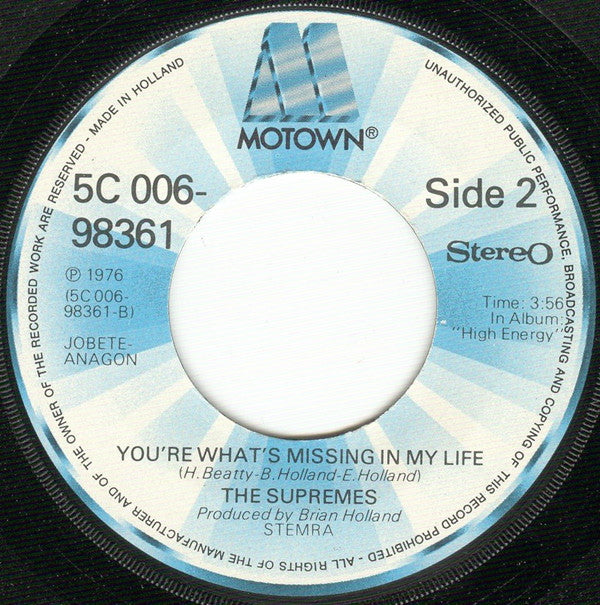 Supremes, The : You're My Driving Wheel / You're What's Missing In My Life (7",45 RPM,Single)