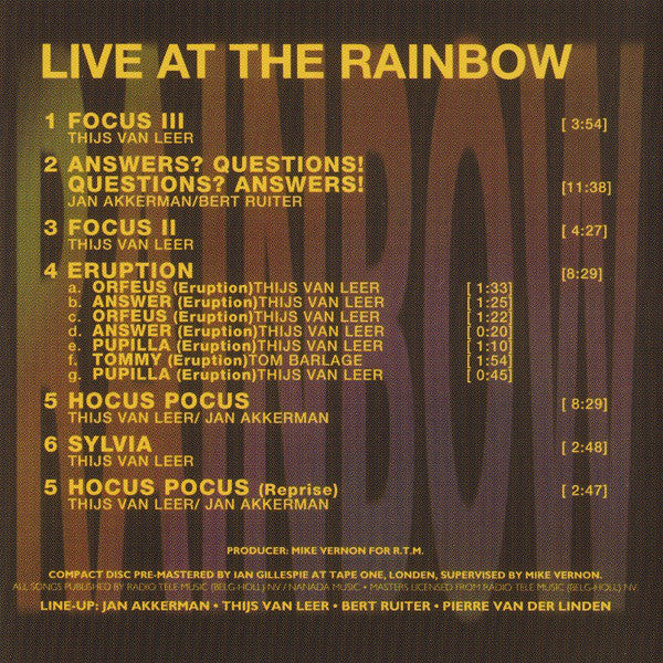 Focus (2) : At The Rainbow (Album,Reissue)