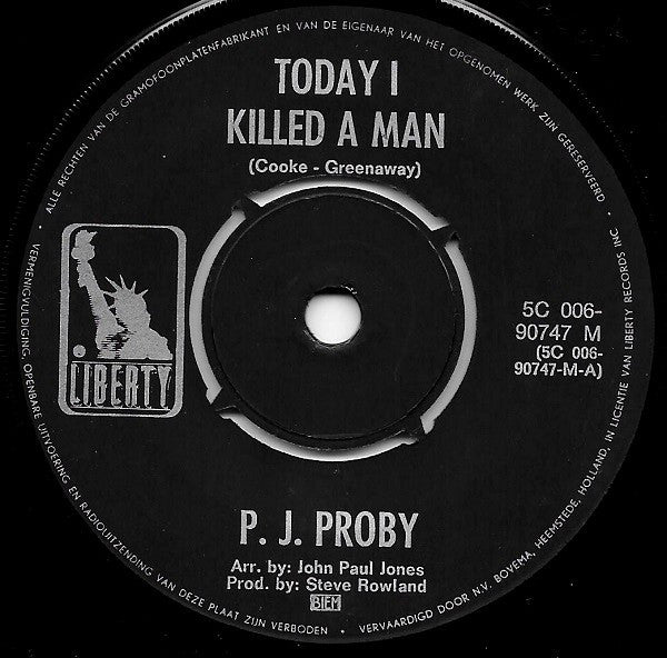P.J. Proby : Today I Killed A Man / Three Week Hero (7",45 RPM,Single)
