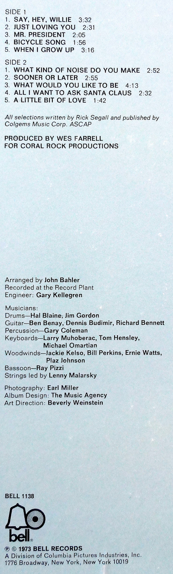 Ricky Segall And The Segalls : Ricky Segall And The Segalls (LP,Album)