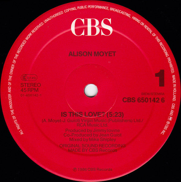 Alison Moyet : Is This Love? (12",45 RPM,Maxi-Single,Stereo)