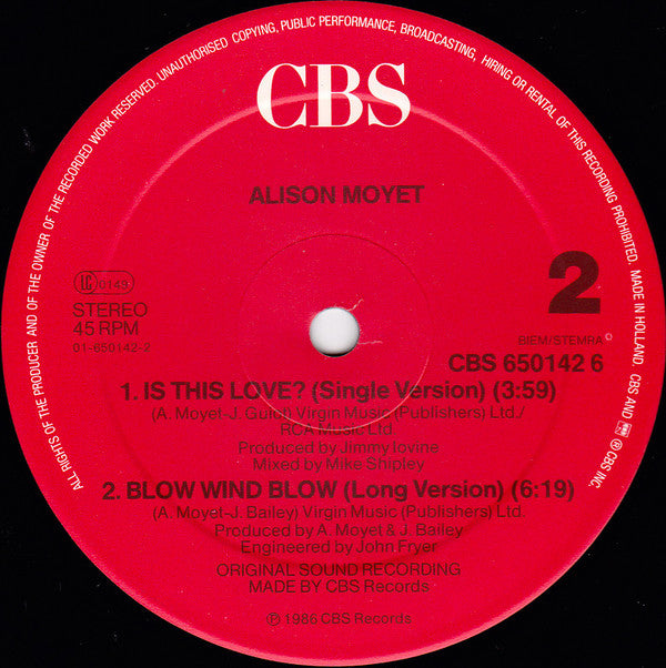 Alison Moyet : Is This Love? (12",45 RPM,Maxi-Single,Stereo)