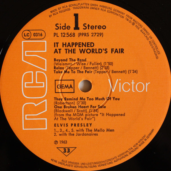 Elvis Presley : It Happened At The World's Fair (LP, Album, RE)