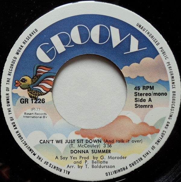Donna Summer : Can't We Just Sit Down (And Talk It Over) (7",45 RPM,Single)