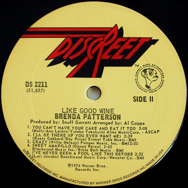 Brenda Patterson : Like Good Wine (LP,Album)