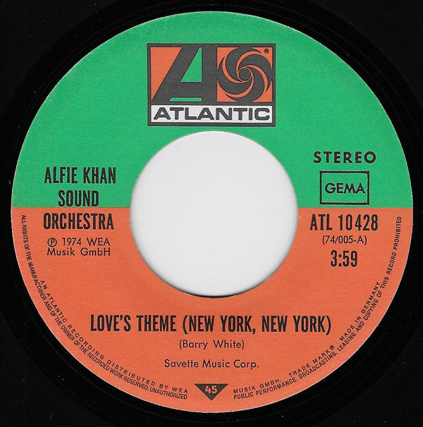 Alfie Khan Sound Orchestra : Love's Theme (New York, New York) (7", Single)