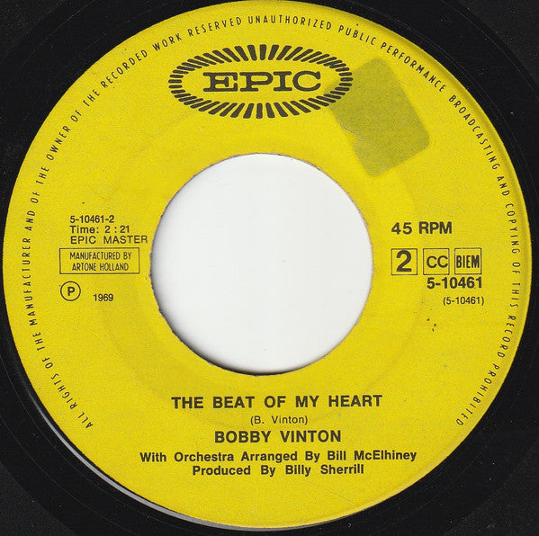 Bobby Vinton : To Know You Is To Love You / The Beat Of My Heart (7",Single,45 RPM)